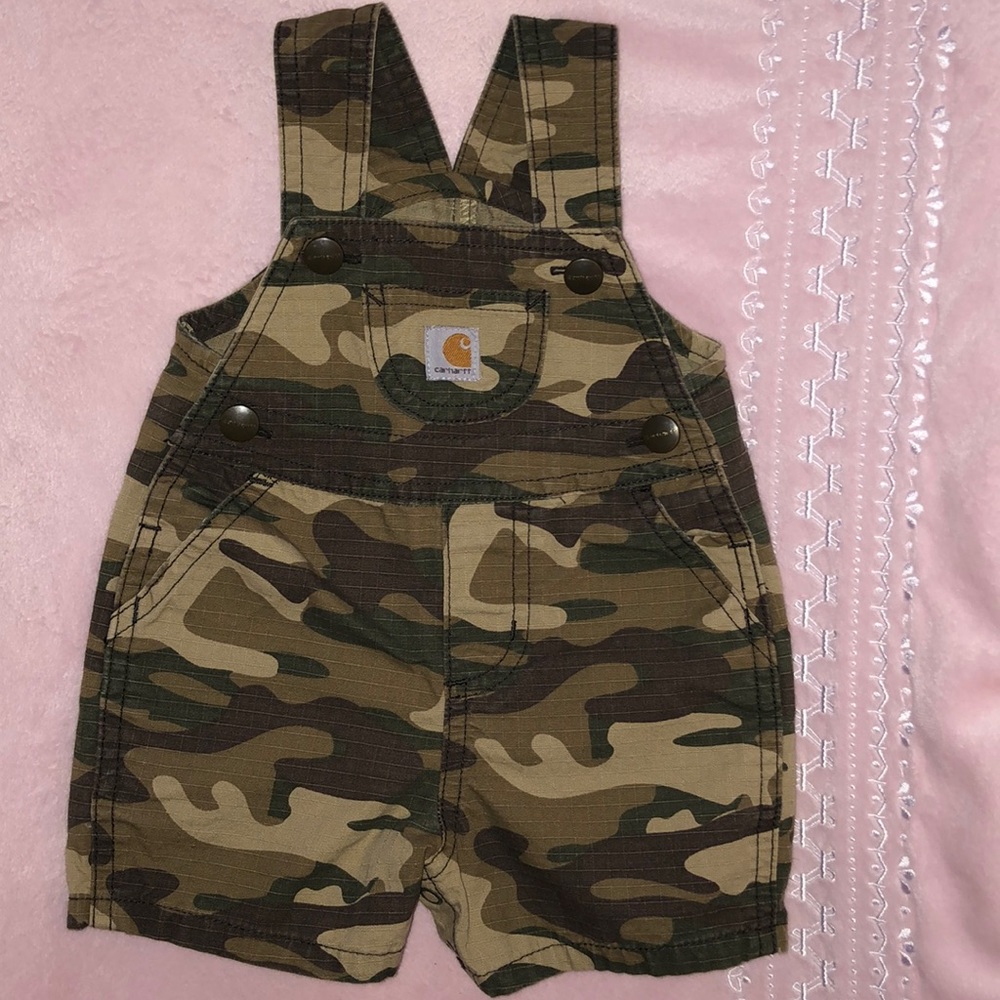 2 for $15 Baby Carhartt Camo overalls sz 3 months